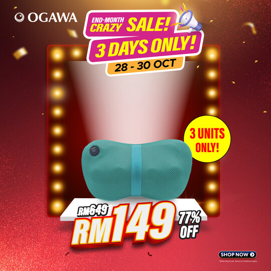 [Apply Code: 7TM12] OGAWA Mobile Shiatsu Lite Shiatsu Kneading Massage Pillow (Aquamarine)*